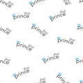 Little Prince crown text. Seamless baby shower baby girl illustration pattern for fabric design Royalty Free Stock Photo