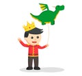 Little prince holding a dragon balloon Royalty Free Stock Photo