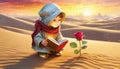 The Little Prince and rose, love concept, Saint Valentine card