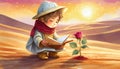 The Little Prince and rose, love concept, Saint Valentine card