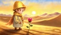 The Little Prince and rose, love concept, Saint Valentine card