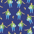 Little prince seamless pattern as texture, background, wallpaper, print backdrop, flat vector stock illustration with random Royalty Free Stock Photo