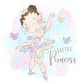 Little Princess ballerina dancing. Sweet girl. Vector Royalty Free Stock Photo