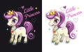 Little princess. Cartoon pretty pony with purple hair.