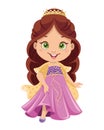 Little princess Cinderella. Cartoon vector illustration Royalty Free Stock Photo