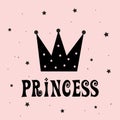 Little Princess with Crown Slogan Royalty Free Stock Photo
