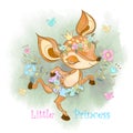 Little princess. Cute fawn girl. Vector illustration.