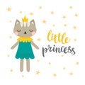 Little princess. Funny postcard for girl