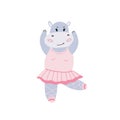 Little Princess hippo in a pink dress. Holiday decoration for girls.