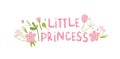 The little princess. Holiday decoration for girls with flowers and leaves, hearts.