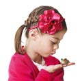 Little Princess kissing a frog Royalty Free Stock Photo