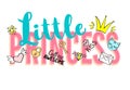 Little Princess lettering with girly doodles and hand drawn Royalty Free Stock Photo