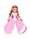 Little princess in a pink dress and with a diadem on her head