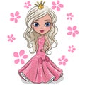 Little Princess in a pink dress isolated on a white background Royalty Free Stock Photo