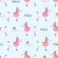 Little princess poodle pattern. Seamless vector background