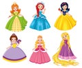 Little princesses set, vector cartoon illustration