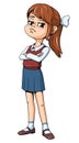 Little Proud Schoolgirl. Cartoon Character.