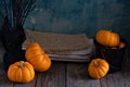 Little pumpkins on Halloween table