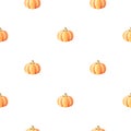 Little pumpkins seamless pattern. Watercolor illustration. Isolated on a white background