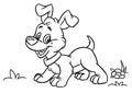 Little puppy joy running character animal illustration cartoon coloring