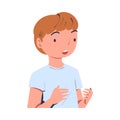 Little Puzzled Boy Talking to Somebody and Gesturing Vector Illustration Royalty Free Stock Photo