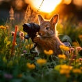 Little rabbit taking pictures