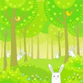 Little rabbits in the summer wood Royalty Free Stock Photo