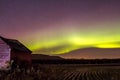 Little Red Barn and Northern Lights Royalty Free Stock Photo