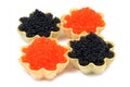 A little red and black caviar in tartlets