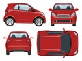 Little red car vector template. Vehicle branding mockup side; front; back; top view Royalty Free Stock Photo