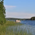 A little red cottages on att dock