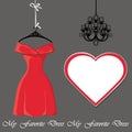 Little red dress with label and chandelier