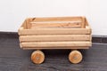 Little red farm wood wagon isolated on white background. This has clipping path Royalty Free Stock Photo
