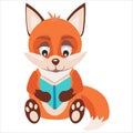 Little red fox reading a book Royalty Free Stock Photo