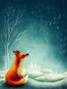 Little red fox in winter Royalty Free Stock Photo
