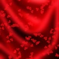 Little red harts on silk texture Royalty Free Stock Photo