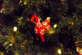 little red horse christmas decoration on the tree Royalty Free Stock Photo