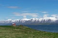 Little red house on the water edge Royalty Free Stock Photo