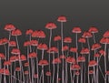 Little red Marasmius mushroom with spore falling