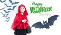 Little Red Riding Hood. Beautiful little girl in Halloween costume. Royalty Free Stock Photo