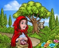 Little Red Riding Hood Cartoon Fairy Tale Scene Royalty Free Stock Photo