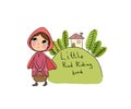 Little Red Riding Hood fairy tale. Little cute girl and wolf. Royalty Free Stock Photo