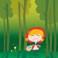 Little Red Riding Hood in the forest Royalty Free Stock Photo