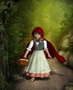 Little Red Riding Hood Walking through the Forest