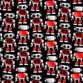 Little red and white robot seamless pattern