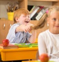 Little redhead schoolboy