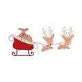 Little reindeer with carriage christmas characters Royalty Free Stock Photo