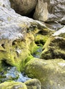 Little river in middle of the green boulder stones Royalty Free Stock Photo