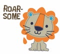 little roar lion print vector art