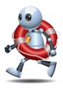 Little robot carrying life buoy